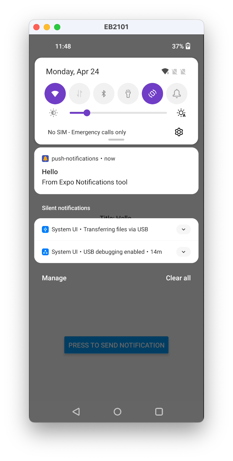 An Android device receiving a push notification.